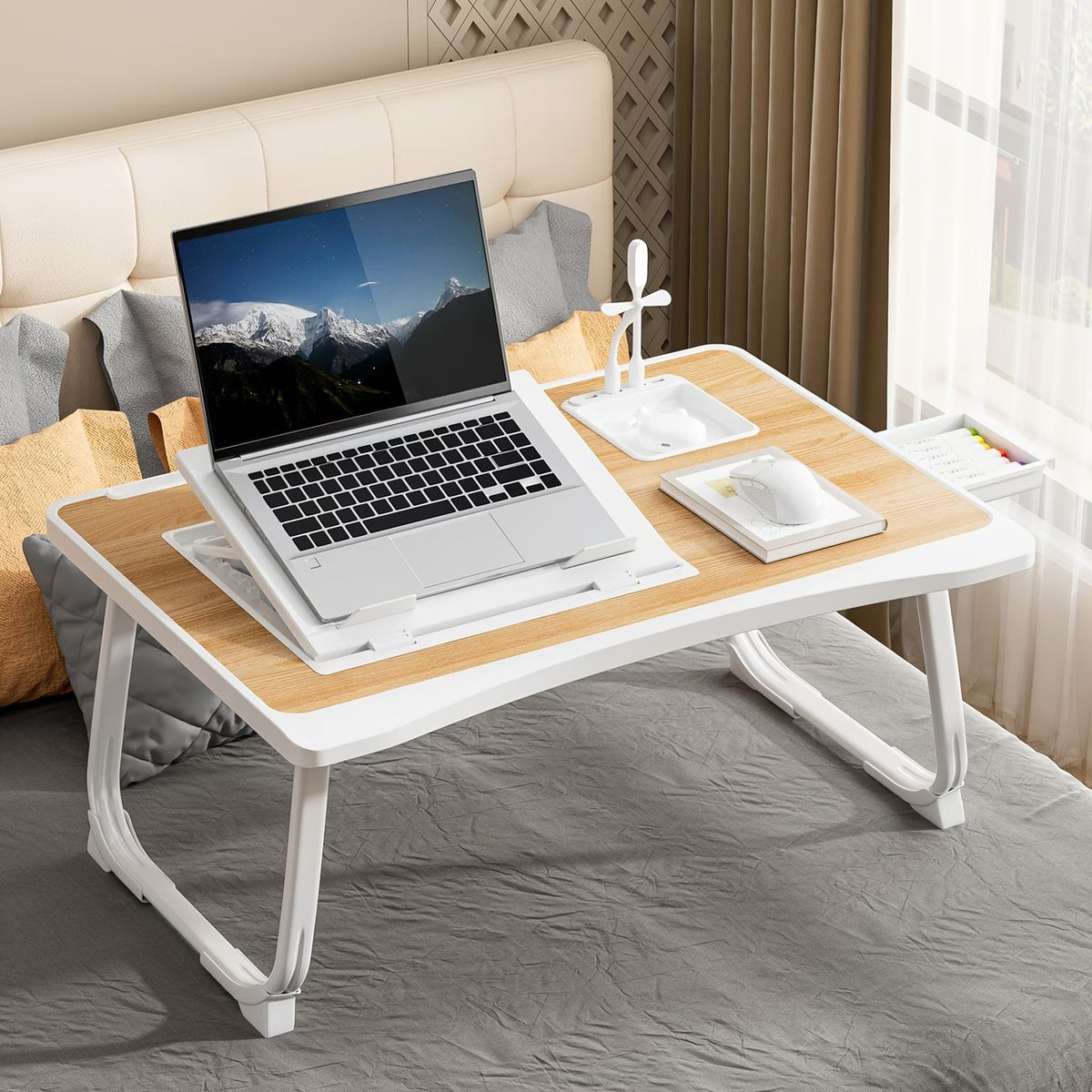 portable laptop bed table cup holder multifunctional tray